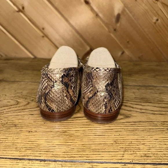 Sam Edelman Loraine Bit Gold Snake Print Loafers Classic | Women's 9M $150 - Picture 3 of 10